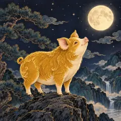 노란 돼지(기해일주) 그림
