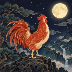 붉은 닭(정유일주) 그림