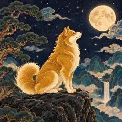 노란 개(무술일주) 그림