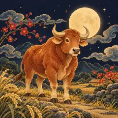 염소자리와 짝인 소(丑) 그림