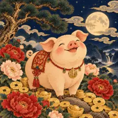 물고기자리와 짝인 돼지(亥) 그림