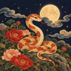 처녀자리와 짝인 뱀(巳) 그림