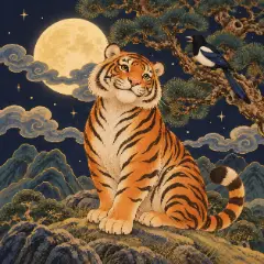 사수자리와 짝인 호랑이(寅) 그림